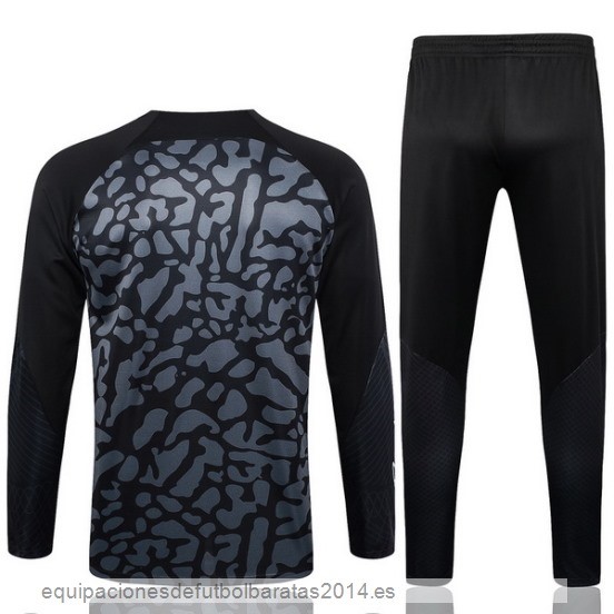 Nuevo Conjunto Completo Sudadera Entrenamiento Niños Paris Saint Germain 23/24 Gris I Negro Baratas